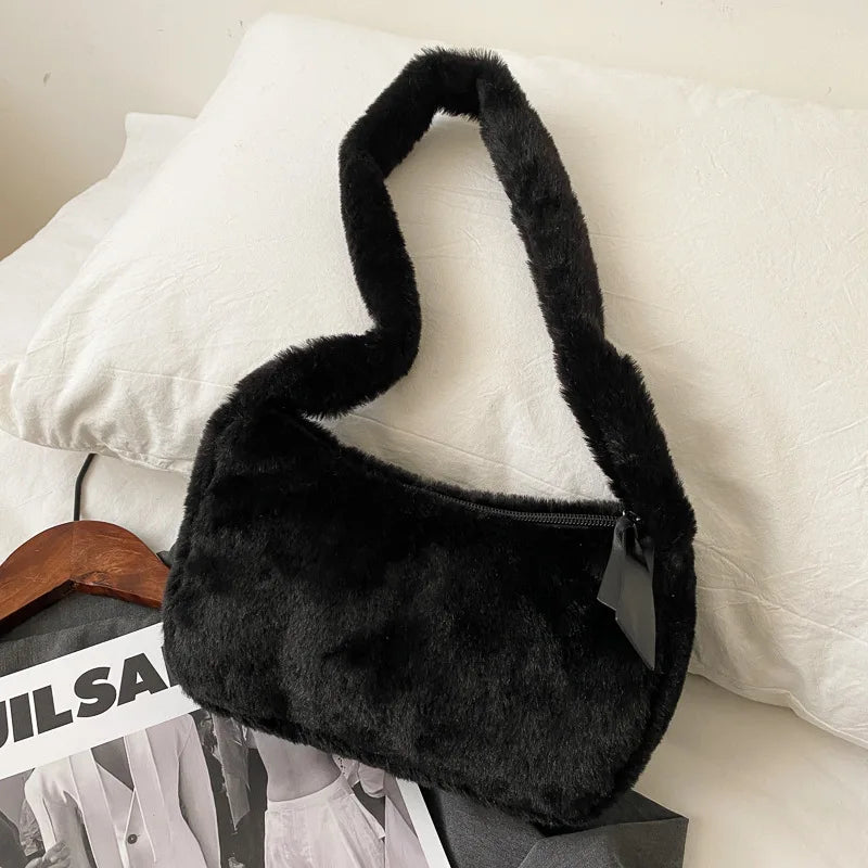 Soft Plush Furry Hobo Shoulder Bag